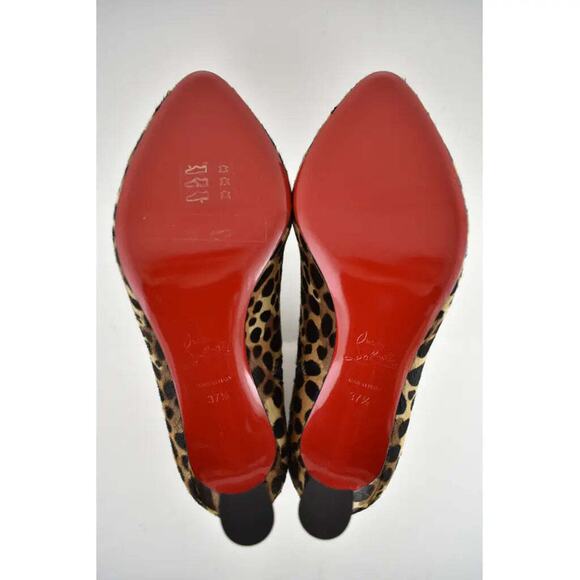 Christian Louboutin So Eleonor 85 Black Brown Leopard Pony Ankle Heel Boot 37.5 - Picture 11 of 11